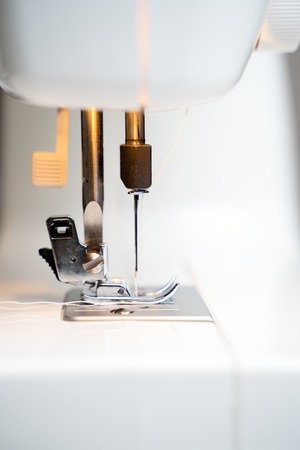 Closeup the sewing machine.