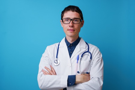 Portrait of doctor with stethoscopeの写真素材