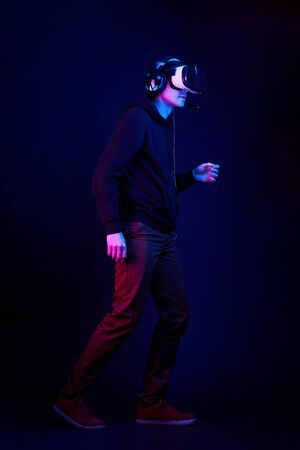 Man with virtual reality headset.