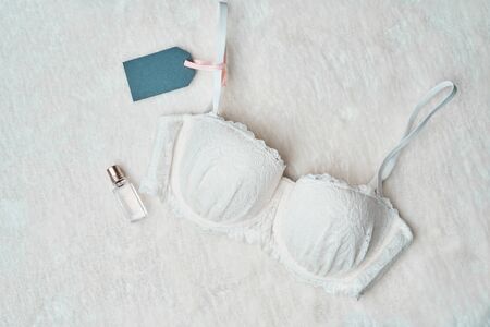 White female bra in underwear store.の写真素材