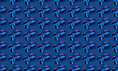 Seamless pattern with blaster game controllers and headphones with microphone.の写真素材
