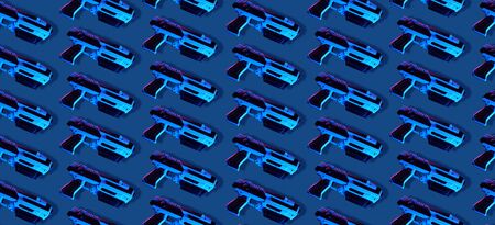Seamless pattern with blaster game controllers and headphones with microphone.の写真素材