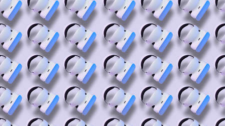 Seamless pattern with virtual reality headset. Concept of virtual reality, games, entertainment and communication.の写真素材