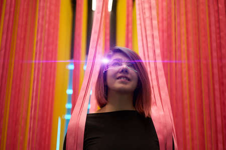 Cyber girl. Beautiful young woman, futuristic style.