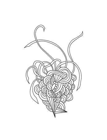 Doodle pattern with doodle waves and lines.のイラスト素材