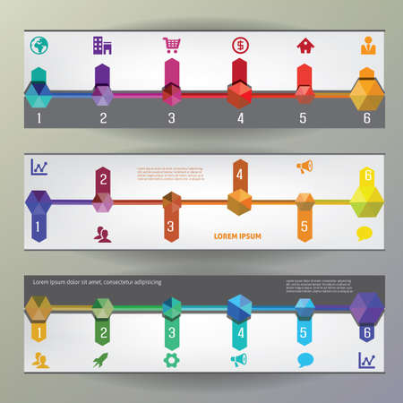 Set of web banners. Vector template. Time line.のイラスト素材