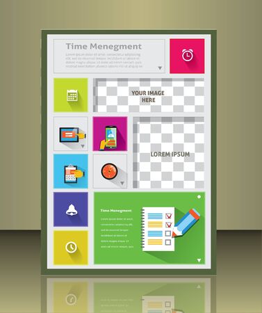 Vector  business brochure or magazine cover. Busines and service icons.のイラスト素材