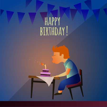 Birthday boy blowing candles.のイラスト素材