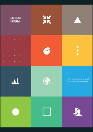 Vector business brochure or magazine cover template Vector template of geometric colorful icons and figures.のイラスト素材