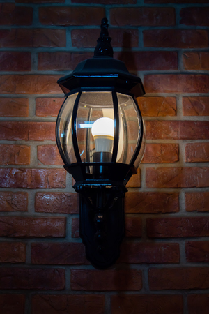 Round light bulbs for illumination at nightの写真素材