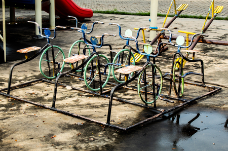 Bicycle steel rusting in the playground.の写真素材