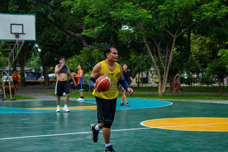 Thai and the Philippines , Play basketball in the morning to health at  Nonthaburi in Thailand 26/5/2018のeditorial素材