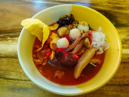 Noodle Yentafo spicyの写真素材
