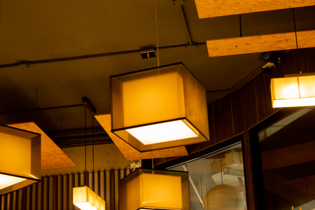 Round light bulbs for illumination at night. Cover with waterの写真素材