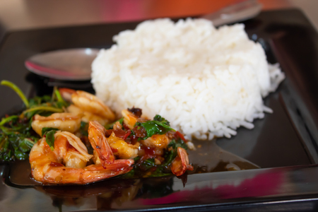 Rice with Shrimp, Basil Thailand spicy foods popularの写真素材