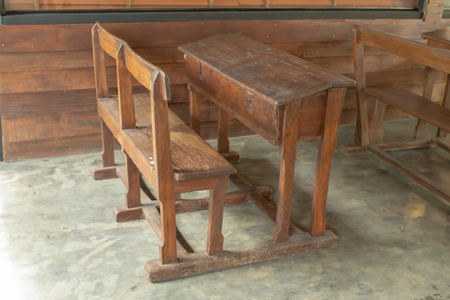 Wooden tables and chairsの写真素材