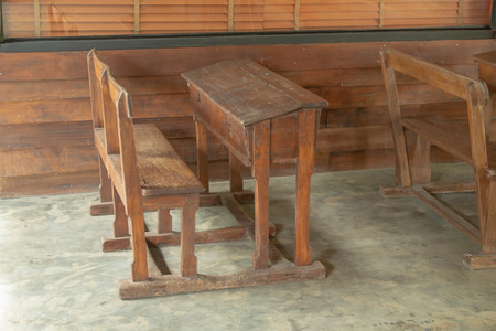 Wooden tables and chairsの写真素材