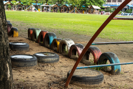 Old tires To be used in schools.の写真素材