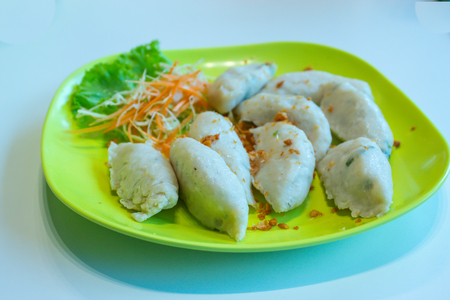 Fish balls with a sauce.の写真素材