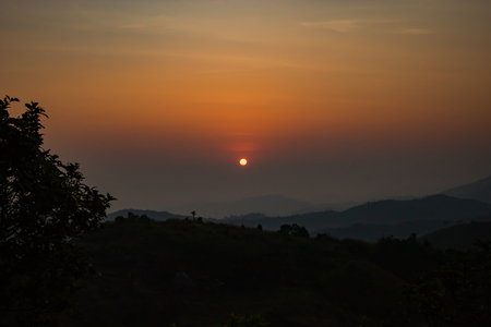 The beauty of the sunshine at Nern Chang Suek  hills, Kanchanaburi, Thailandの写真素材