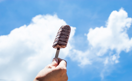 Ice cream bars, chocolate, with a clear skyの写真素材