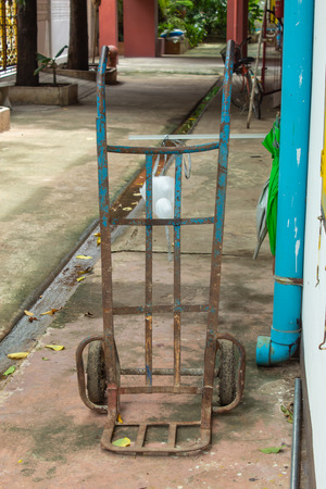 Old steel trolley 2 wheelsの写真素材
