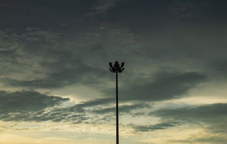 Street lamps with a cloudy sky, rain.の写真素材