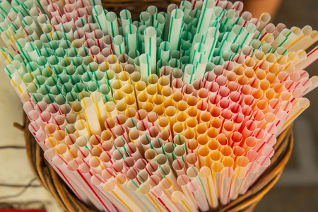 Drinking straws colorful coming together.の写真素材
