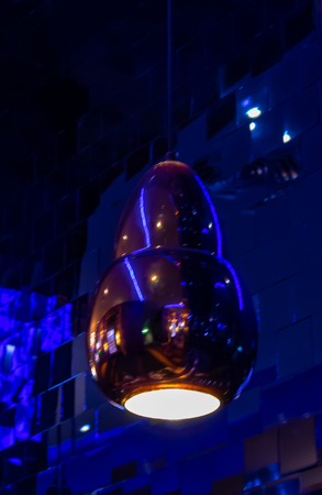 Round light bulbs for illumination at nightの写真素材
