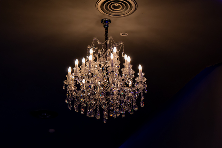 Round light bulbs for illumination at nightの写真素材
