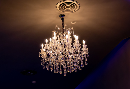Round light bulbs for illumination at nightの写真素材