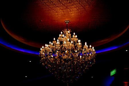 Round light bulbs for illumination at nightの写真素材