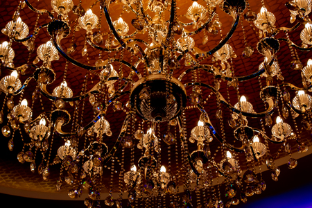 Round light bulbs for illumination at nightの写真素材