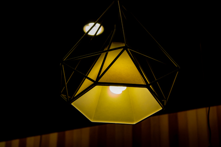 Round light bulbs for illumination at nightの写真素材