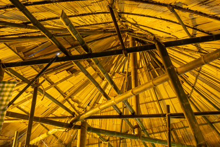 Bamboo roof roofing thatch.の写真素材