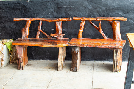Old wooden chairs in the aislesの写真素材