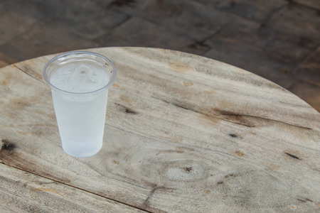 Drink cool, refreshing relaxation. Placed on a wooden tableの写真素材