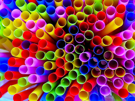 Drinking straws colorful coming together.