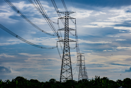 High voltage transmission towers And skyの写真素材