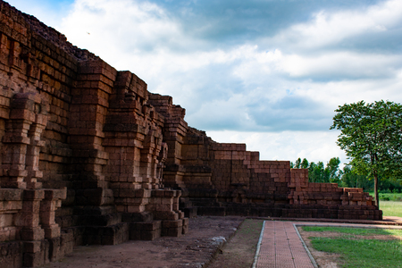 The Pyramid remains in Thailand made of laterite bricks at Kao klang nok in Si Thep Historcal Park  Petchaboon , Tourist attractions in Thailand.の写真素材