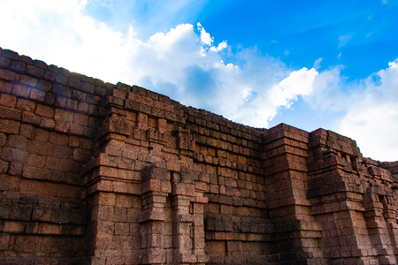 The Pyramid remains in Thailand made of laterite bricks at Kao klang nok in Si Thep Historcal Park  Petchaboon , Tourist attractions in Thailand.の写真素材