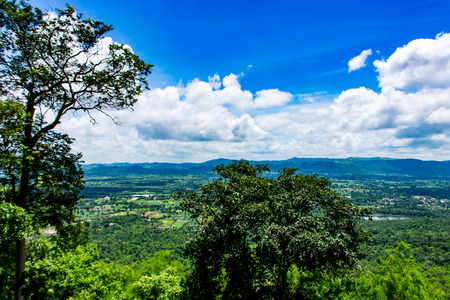 The point of view of the mountains and the town of Chaiyaphum at  Sai Thong National Park Thailand.の写真素材