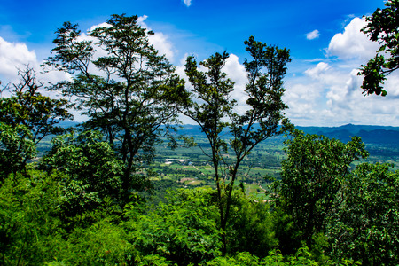 The point of view of the mountains and the town of Chaiyaphum at  Sai Thong National Park Thailand.の写真素材