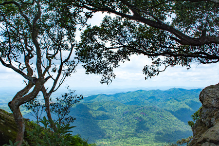 The point of view of the mountains and the town of Chaiyaphum at Pha Sut Pen Din in Pa Hin Ngam National Park , Chaiyaphum in Thailand.の写真素材