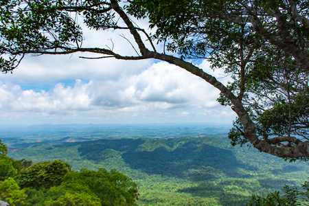 The point of view of the mountains and the town of Chaiyaphum at Pha Sut Pen Din in Pa Hin Ngam National Park , Chaiyaphum in Thailand.の写真素材