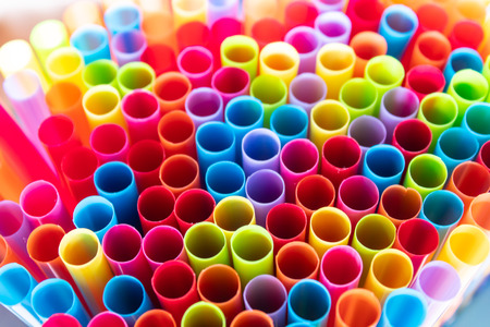 Drinking straws colorful coming together.の写真素材