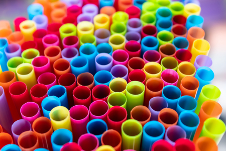 Drinking straws colorful coming together.の写真素材