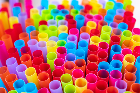 Drinking straws colorful coming together.の写真素材
