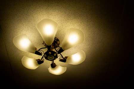 Round light bulbs for illumination at night. Cover with waterの写真素材