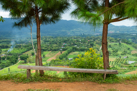 Chair on top of the mountain at Khao Takhian Ngo , Phetchabun in Thailand.の写真素材